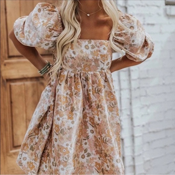 Storia Dresses Storia Floral Puff Sleeve Babydoll Mini Dress Poshmark